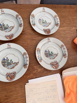Lot 70 - Four fine and rare Chinese export armorial soup bowls, Qing Dynasty, Qianlong Period, circa 1745