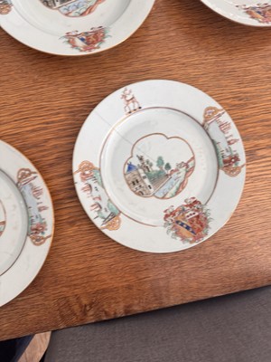 Lot 70 - Four fine and rare Chinese export armorial soup bowls, Qing Dynasty, Qianlong Period, circa 1745