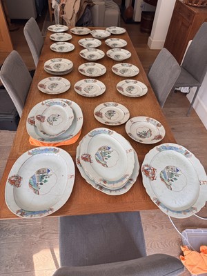 Lot 70 - Four fine and rare Chinese export armorial soup bowls, Qing Dynasty, Qianlong Period, circa 1745