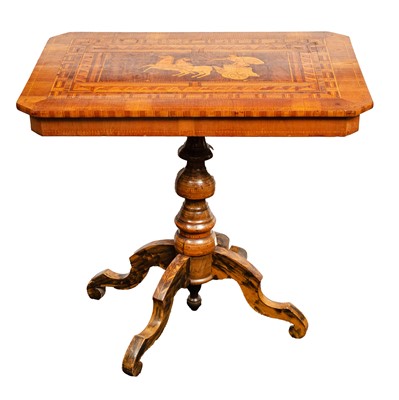 Lot 360 - A Sorrento walnut and marquetry tilt top table, Italy, 19th century