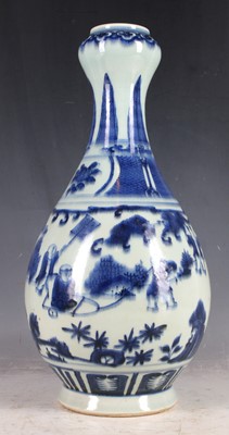 Lot 118 - A Chinese vase, blue glaze, study of children...