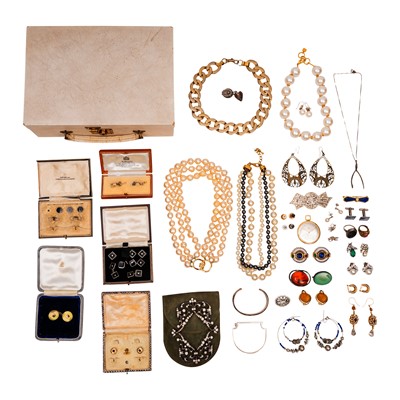 Lot 409 - A collection of silver, costume jewellery, and an Imperia pocket watch