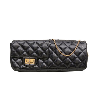 Lot 93 - Chanel Navy Reissue Double Flap Clutch