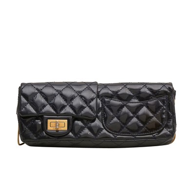 Lot 93 - Chanel Navy Reissue Double Flap Clutch