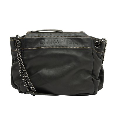 Lot 247 - Chanel Black Lax Accordion Shoulder Bag