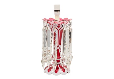 Lot 97 - A Bohemian cranberry glass lustre