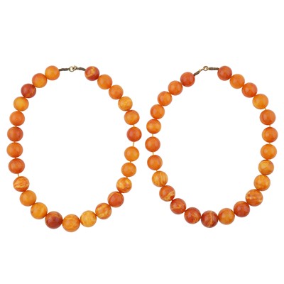 Lot 50 - Two amber bead necklaces