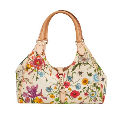 Lot 11 - Gucci Pink Flora Bardot Hobo Bag