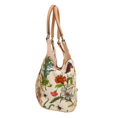 Lot 11 - Gucci Pink Flora Bardot Hobo Bag