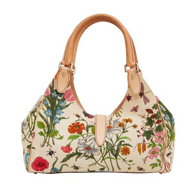 Lot 11 - Gucci Pink Flora Bardot Hobo Bag