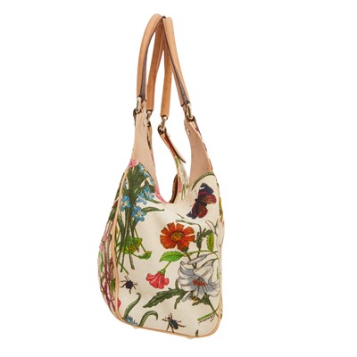Lot 11 - Gucci Pink Flora Bardot Hobo Bag