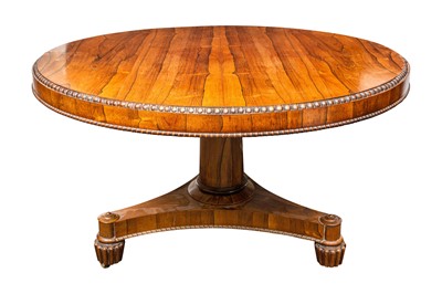 Lot 308 - A William IV rosewood circular tilt top centre table