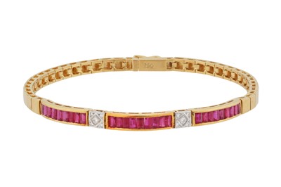 Lot 134 - A ruby and diamond line bracelet