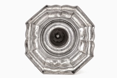 Lot 292 - A mid-18th century German silver candlestick, town marked obscured circa 1750