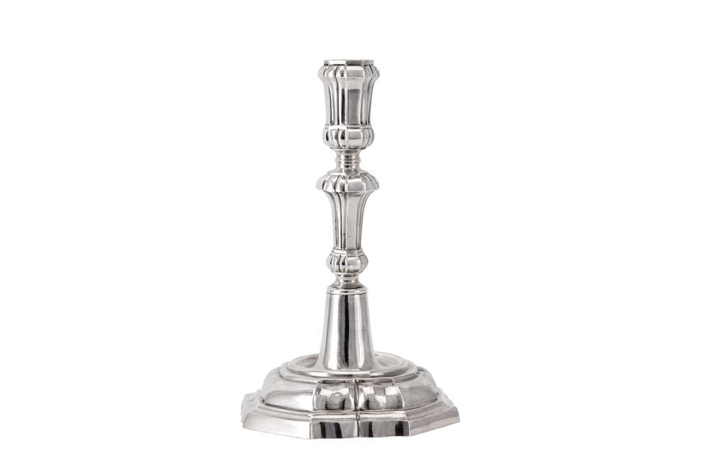 Lot 292 - A mid-18th century German silver candlestick, town marked obscured circa 1750
