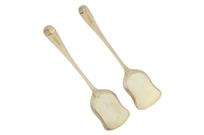 Lot 340 - Naval interest – A pair of George III sterling silver gilt ice cream spades or servers, London 1790 by George Smith and William Fearn