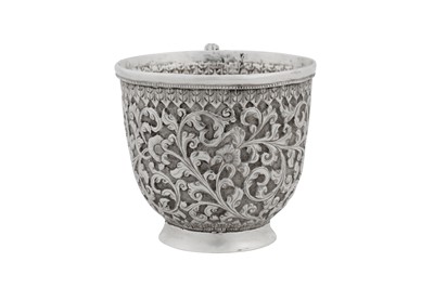 Lot 143 - A late 19th century Anglo – Indian silver cup, Cutch with import marks for London 1890 by Louis Hatschek and Co (reg. 26th May 1891)