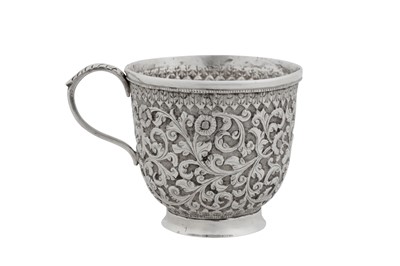 Lot 143 - A late 19th century Anglo – Indian silver cup, Cutch with import marks for London 1890 by Louis Hatschek and Co (reg. 26th May 1891)