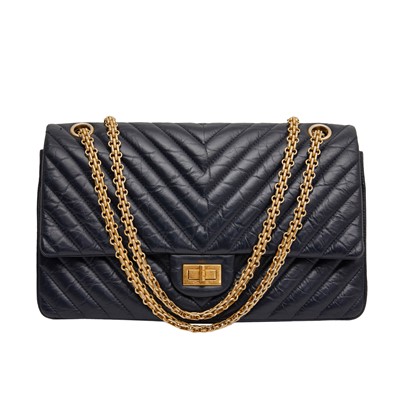 Lot 95 - Chanel Navy 2.55 Reissue 226 Double Flap Bag