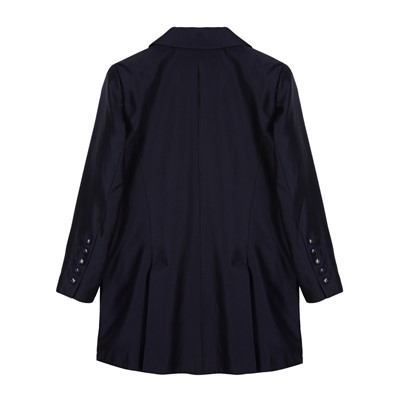 Lot 92 - Chanel Navy CC Double Front Long Jacket - Size 44