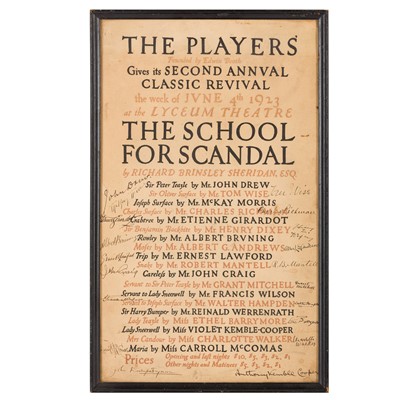 Lot 261 - Theatre Interest.- The School For Scandal, 1923