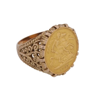 Lot 240 - A half sovereign coin ring, circa 1970