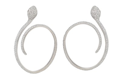 Lot 240 - Bibi l A pair of diamond hoop earrings