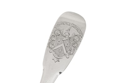 Lot 303 - A set of six Louis XV mid-18th century French provincial silver tablespoons, Rochefort 1753-55 by Jean Tostée (reg. 14th July 1731)
