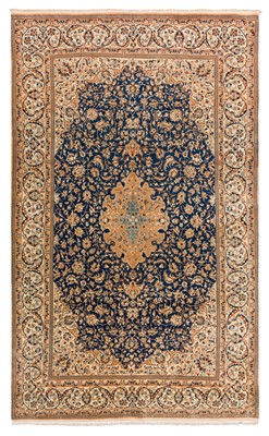 Lot 78 - An extremely fine part silk Nain carpet, central Persia, approx: 317cm. x 176cm