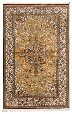 Lot 54 - A fine part silk Qum rug, central Persia, approx: 208cm. x 138cm