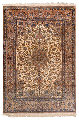Lot 89 - An extremely fine part silk Isfahan large rug, central Perssia, approx: 228cm. x 153cm