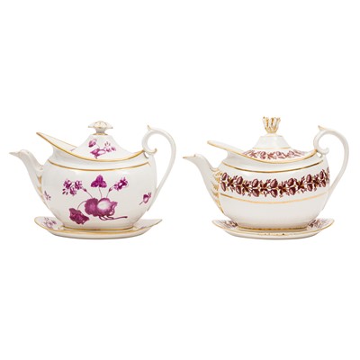 Lot 70 - Worcester porcelain, two teapots, covers and stands