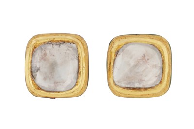 Lot 290 - A pair of Polki diamond earrings, circa 1968