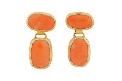 Lot 171 - A pair of coral drop earrings, circa 2019