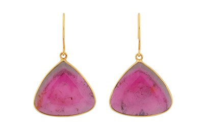 Lot 129 - A pair of tourmaline earrings