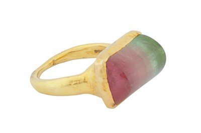 Lot 162 - A watermelon tourmaline ring, circa 2011