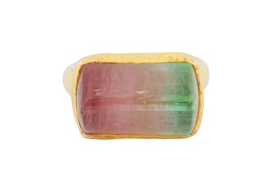 Lot 162 - A watermelon tourmaline ring, circa 2011