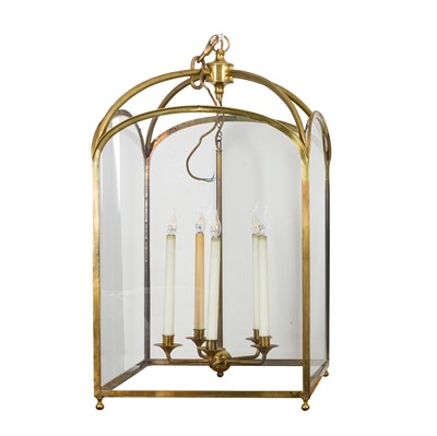 Lot 238 - A large brass and glass hall lantern