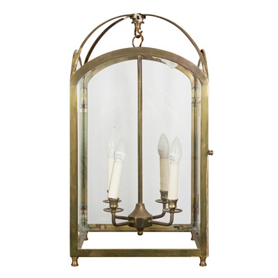 Lot 236 - A brass and glass hall lantern