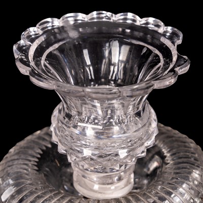 Lot 92 - A pair of gilt brass and cut glass candelabra