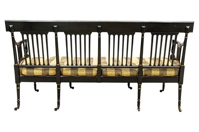 Lot 8 - A Regency Japanned and Chinoiserie decorated four-seater settee