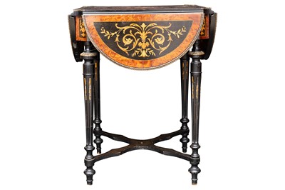 Lot 55 - An ebonised, burr walnut and marquetry occasional table