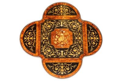 Lot 55 - An ebonised, burr walnut and marquetry occasional table