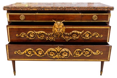 Lot 1 - Royal Interest, formerly the property of Queen Mary - A Louis XVI ormolu mounted walnut commode