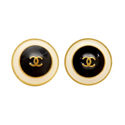 Lot 198 - Chanel Monochrome CC Clip On Earrings
