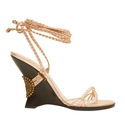 Lot 618 - Jimmy Choo Copper Geisha Wedge Sandal - Size 40.5
