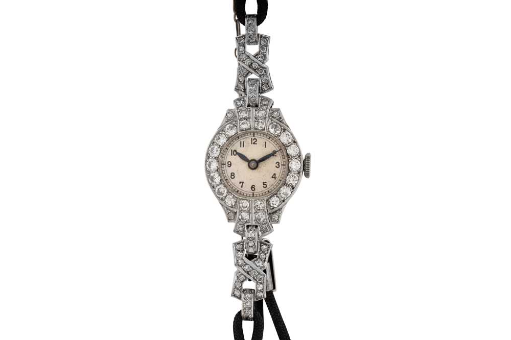 Lot 457 - Lady's Art Deco Platinum and Diamond Cocktail Watch