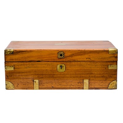 Lot 313 - A brass bound camphorwood campaign trunk
