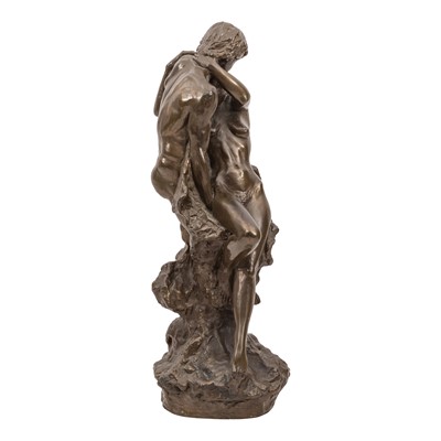Lot 154 - Robin Buick (Irish, 1940-2003), bronzed resin group titled 'The Lovers'