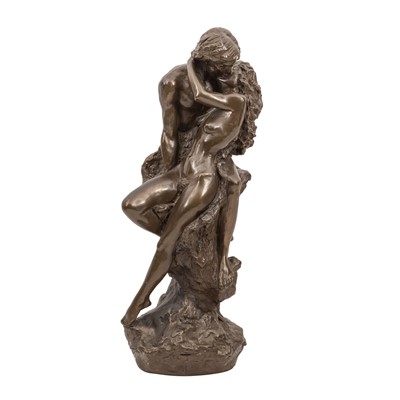 Lot 154 - Robin Buick (Irish, 1940-2003), bronzed resin group titled 'The Lovers'